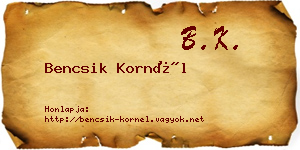 Bencsik Kornél névjegykártya